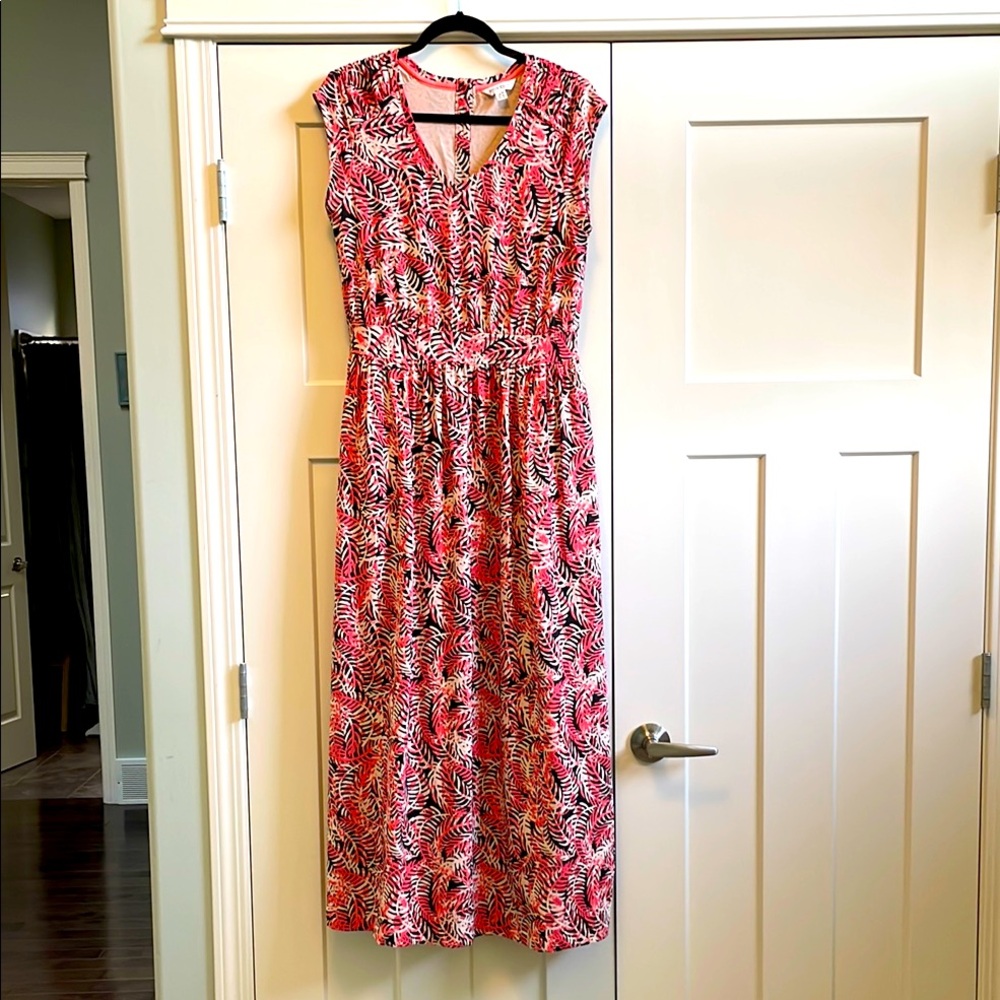 White Stuff-Leaf Pattern Print Maxi Dress-Organic Cotton size M